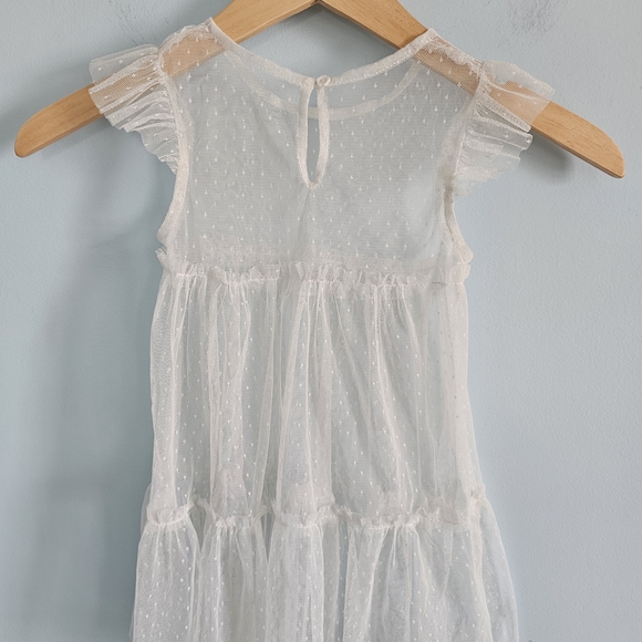 Elegant Sheer Polkadot Ivory‎ Kids Dress Size 12 Mon - Picture 2 of 2